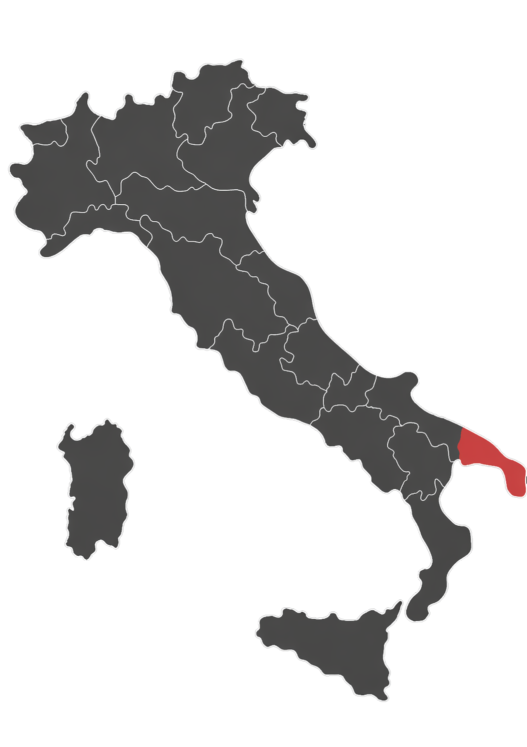 Karte Italiens – Salento markiert